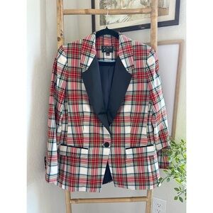 J Crew Willa Blazer in Snowy Stewart Tartan Wool Blend